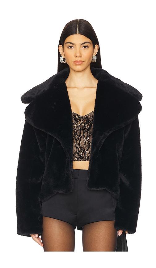 superdown willow faux fur coat in black. - size l (also in m, xl)