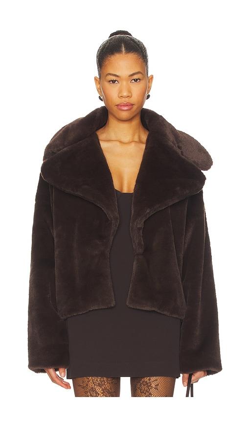 superdown willow faux fur coat in brown. - size l (also in xxs, m, xl)