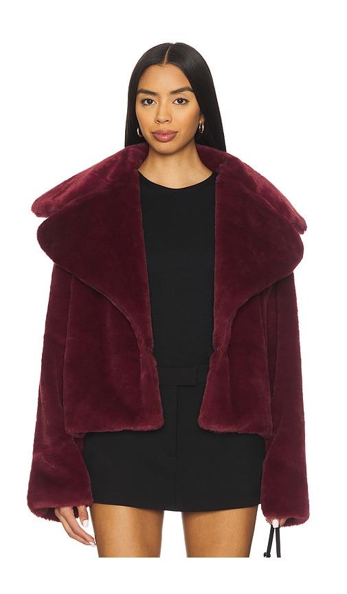 superdown x emma leger willow faux fur coat in burgundy. - size m (also in xs, xxs, s)