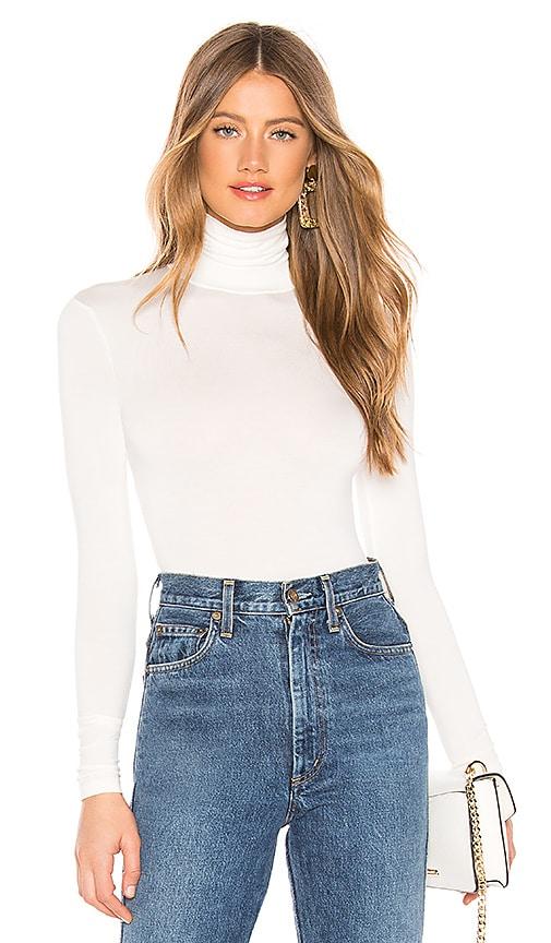 superdown zelda mock neck bodysuit in white. - size xl (also in xxs)