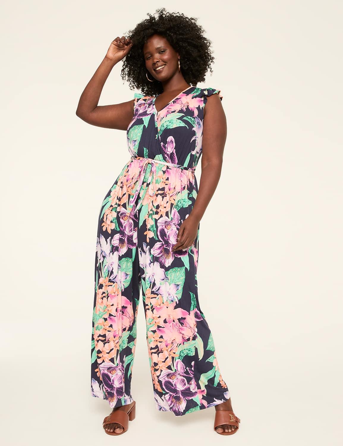 surplice neck tie waist jumpsuit