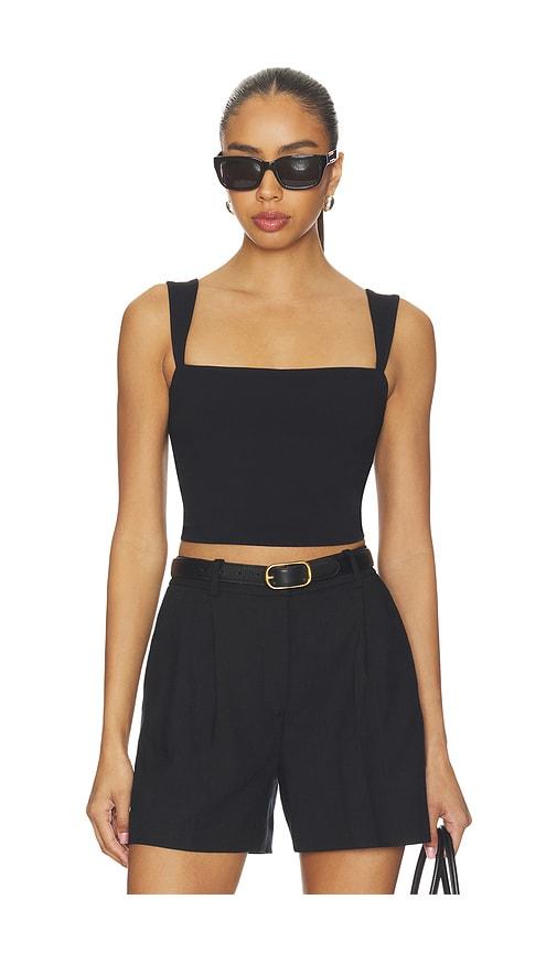 susana monaco angle strap top in black. - size l (also in s, m)