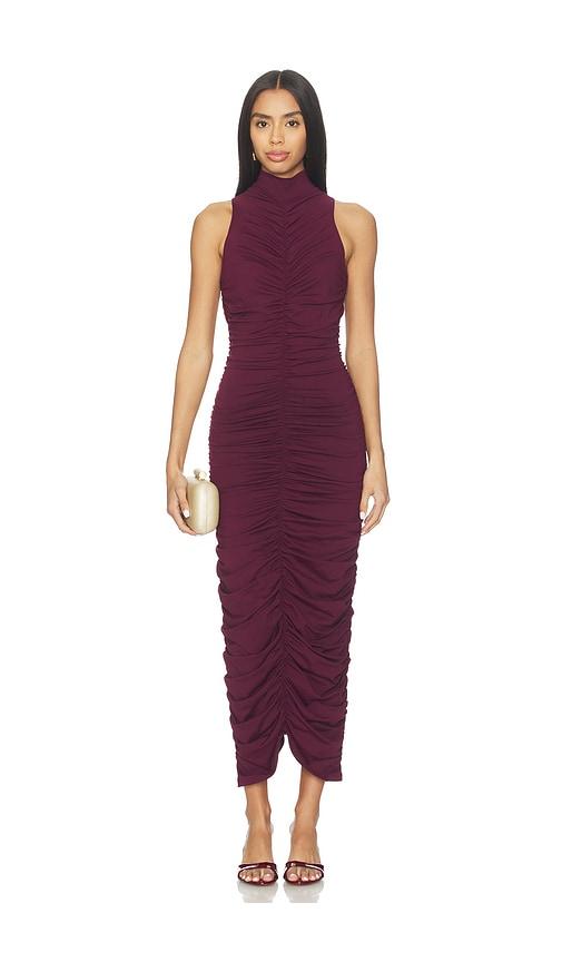 susana monaco carryover gathered mocked center dress in red. - size s (also in xs)