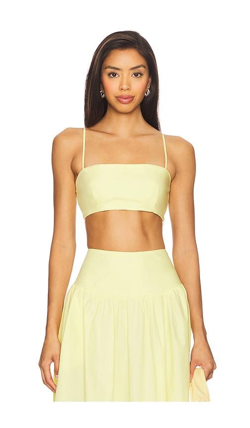 susana monaco crop string top in lemon. - size l (also in m, xl, xs)