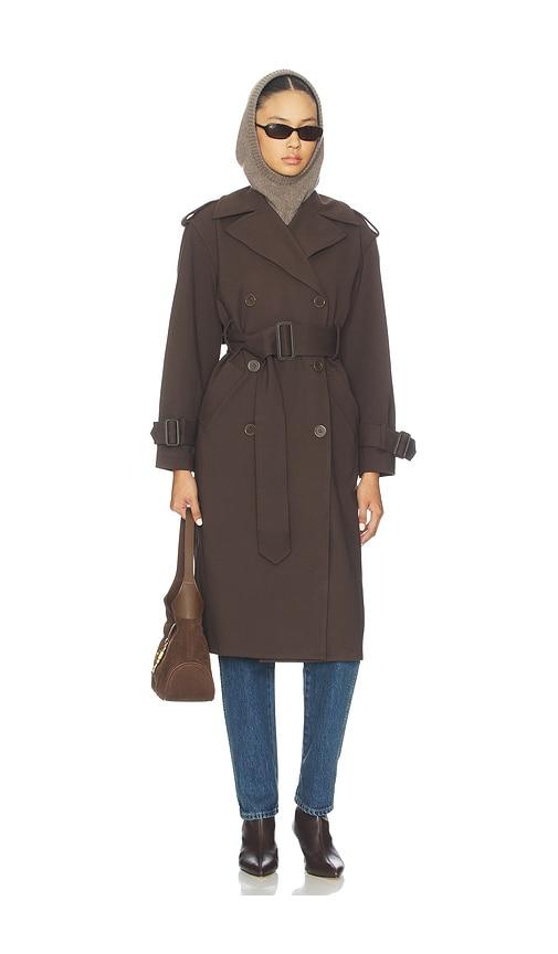 susana monaco double knit trench coat in chocolate. - size m (also in s, xl)