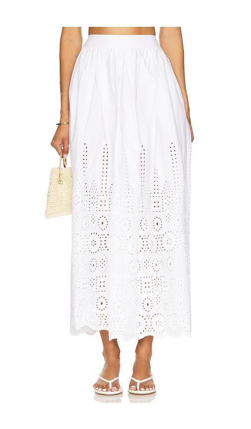 susana monaco embroidered poplin maxi skirt in white. - size l (also in s, m, xl)