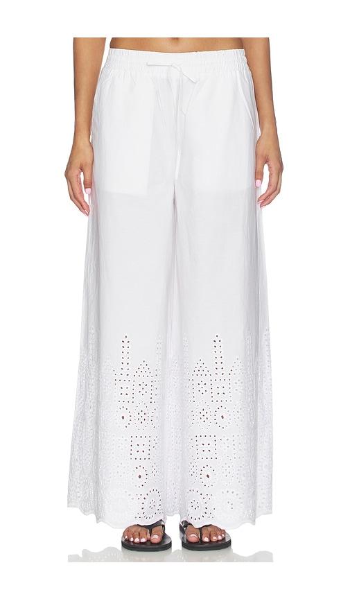 susana monaco embroidered wide leg pant in white. - size l (also in xs, s, m, xl)