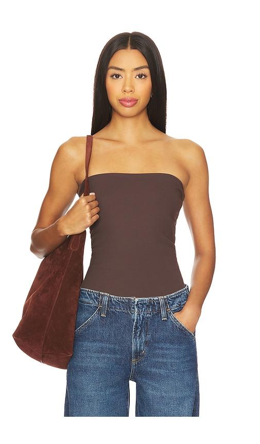susana monaco essential tube top in brown. - size l (also in s, m)