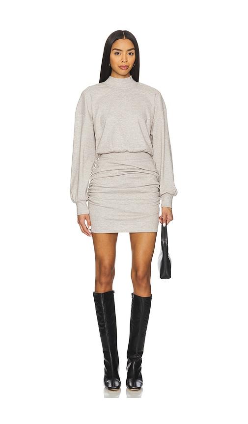 susana monaco fleece mock gathered dress in tan. - size s (also in xs)