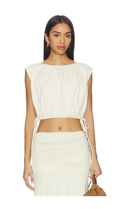 susana monaco gathered side tie top in lemon. - size l (also in xs, s, m)