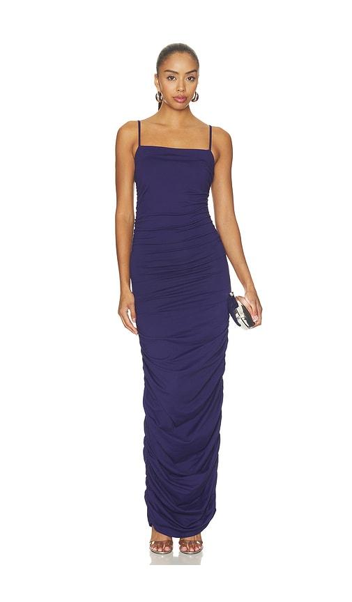 susana monaco gathered string dress in navy. - size l (also in xs, s, m, xl)