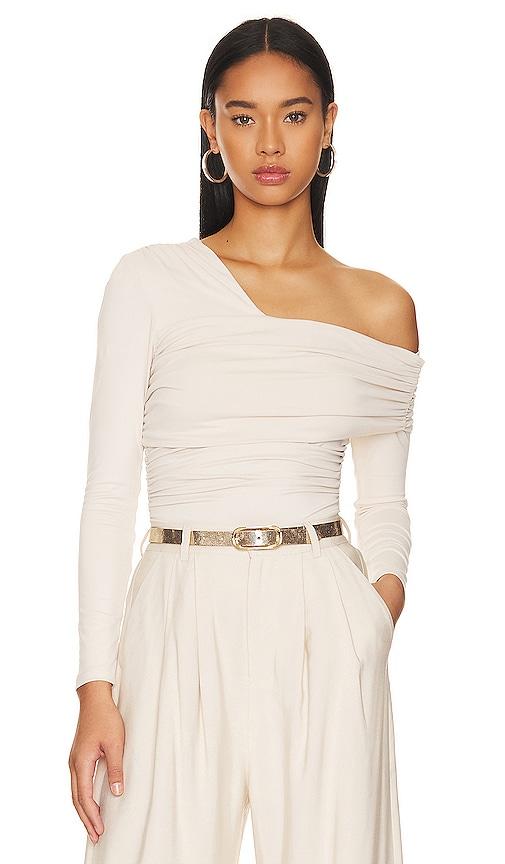 susana monaco gathered top in white. - size l (also in m, s, xl, xs)