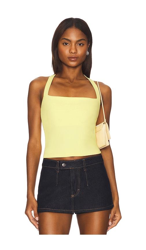 susana monaco halter top in lemon. - size l (also in xl)