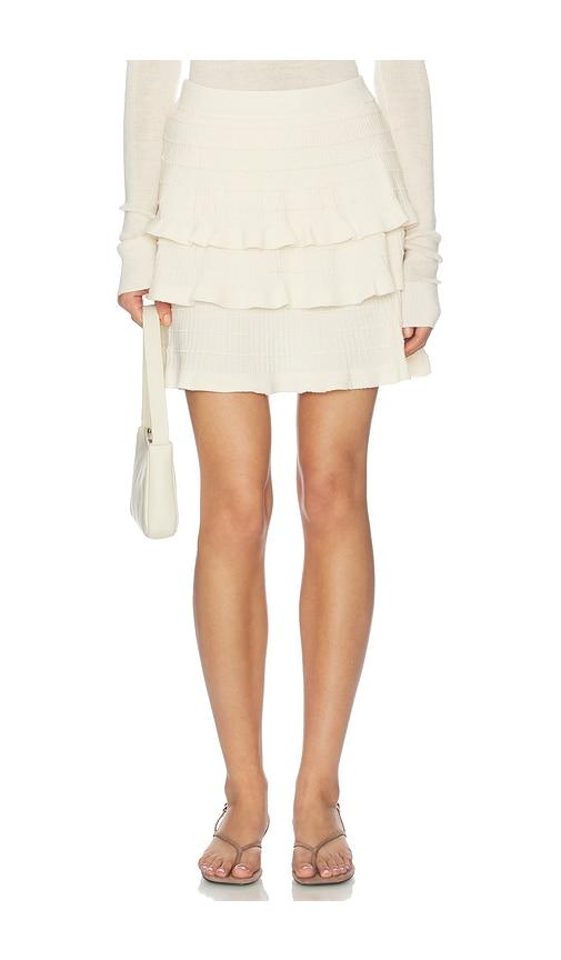 susana monaco light merino tiered sweater skirt in cream. - size l (also in xs, s, m, xl)