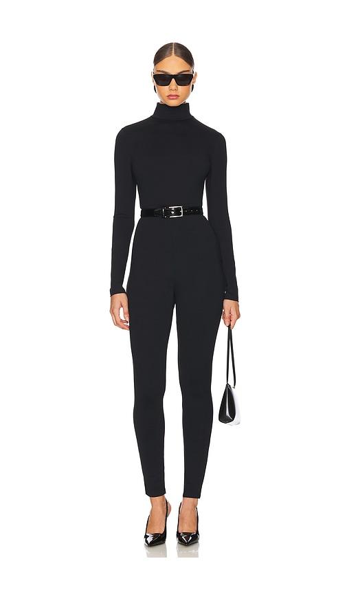 susana monaco mock neck long sleeve jumpsuit in black. - size l (also in s, m, xl)