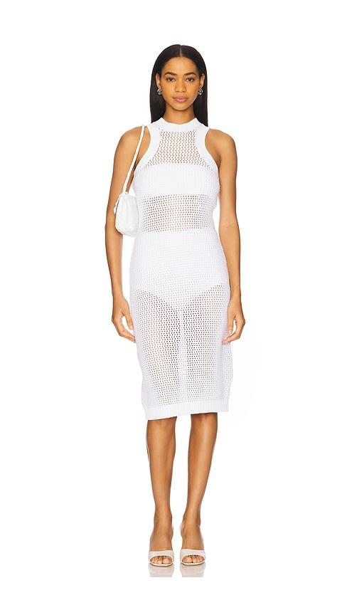susana monaco netting racer tank dress in white. - size l (also in xl)