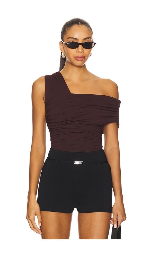 susana monaco one arm gathered top in burgundy. - size m (also in s, xs)