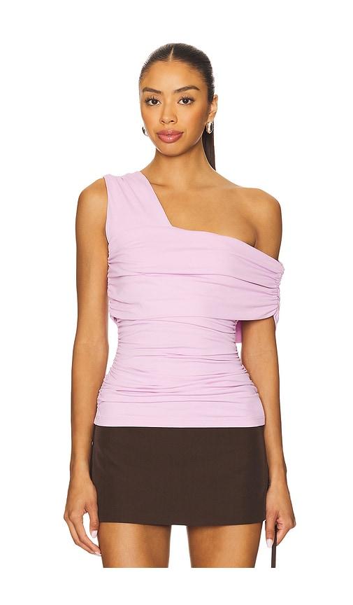 susana monaco one arm gathered top in pink. - size s (also in xs)