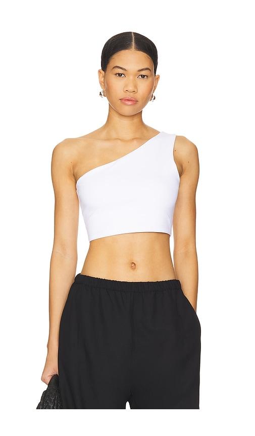 susana monaco one shoulder crop top in white. - size l (also in m, s, xl, xs)