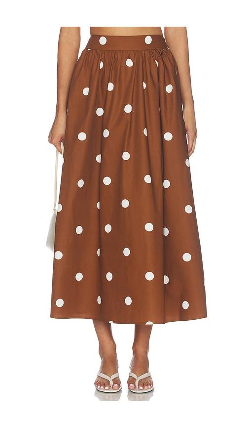 susana monaco polka dot poplin midi skirt in multi. - size m (also in s)