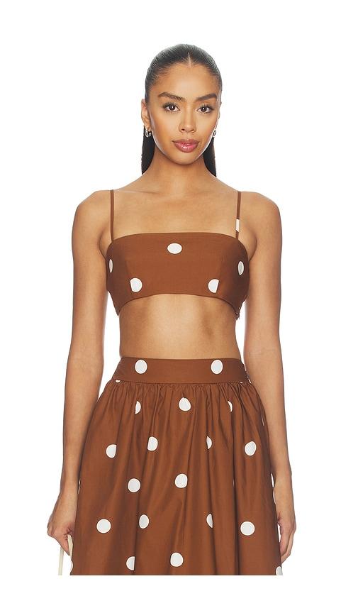 susana monaco polka poplin crop string top in multi. - size s (also in xs)