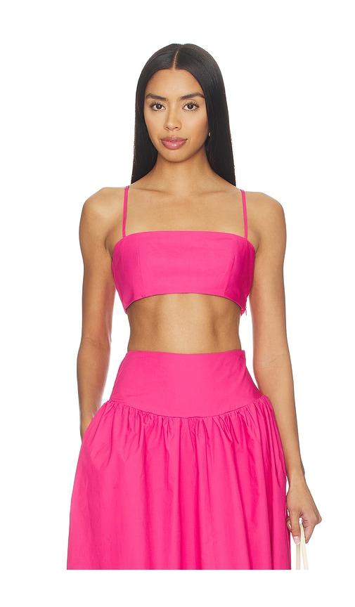 susana monaco poplin crop string top in pink. - size m (also in xs, s)