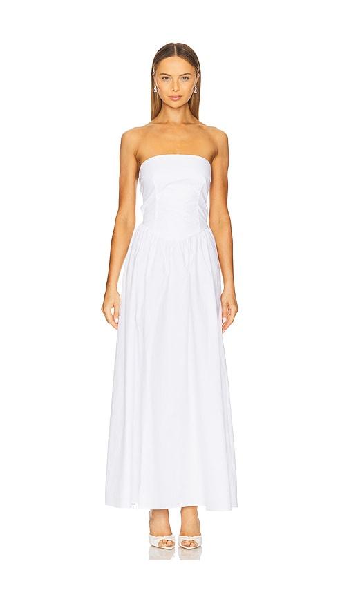 susana monaco poplin drop waist maxi dress in white. - size l (also in m, xl)