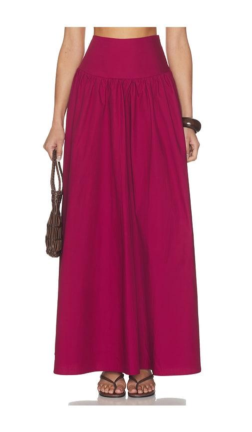 susana monaco poplin drop waist skirt in burgundy. - size l (also in xs, s, m, xl)