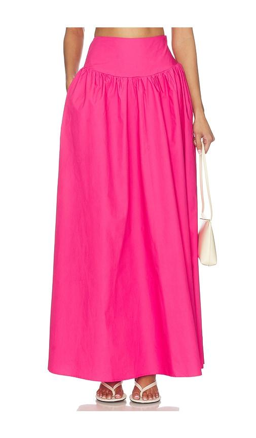 susana monaco poplin drop waist skirt in pink. - size m (also in xs, s)