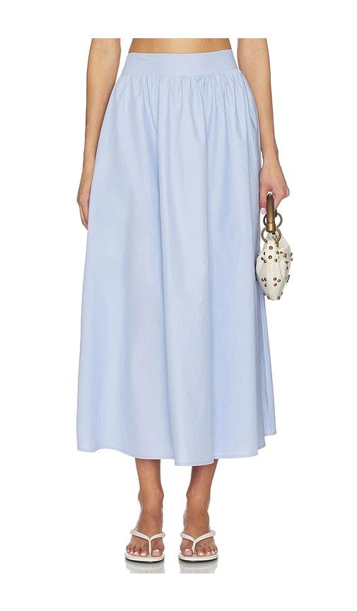 susana monaco poplin midi skirt in baby blue. - size l (also in s, m, xl)