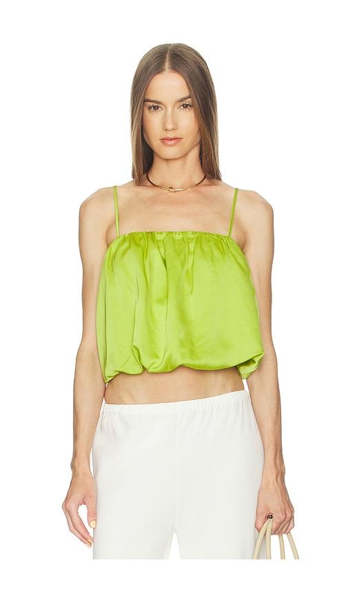 susana monaco satin bubble string top in green. - size l (also in xs, s, xl)