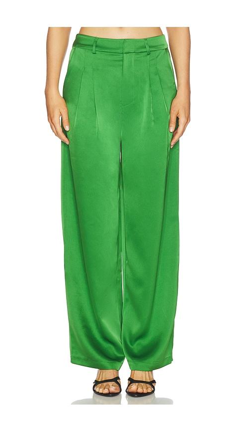 susana monaco satin pleated pant in green. - size 0 (also in 2, 4, 6, 12)