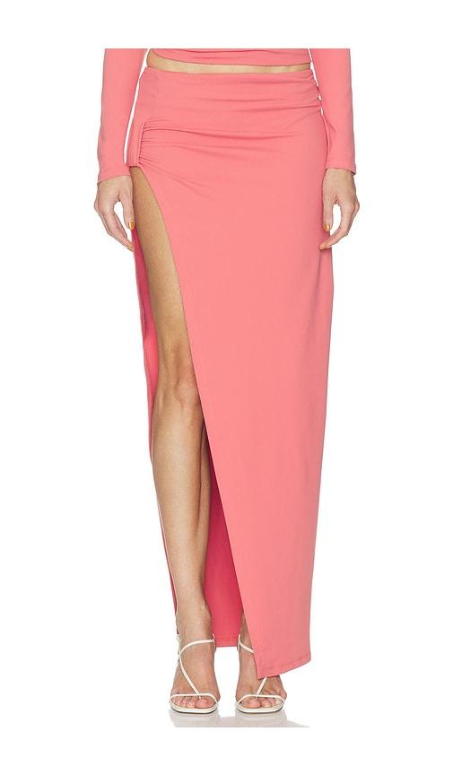 susana monaco side gathered skirt with attached bodysuit lining in rose. - size l (also in xs, s, m, xl)