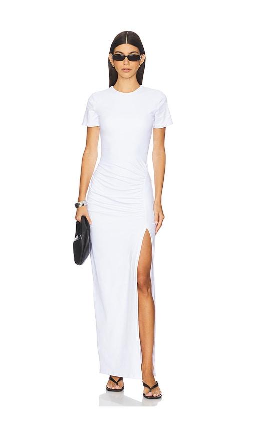susana monaco side gathered slit dress in white. - size l (also in m, s, xs)
