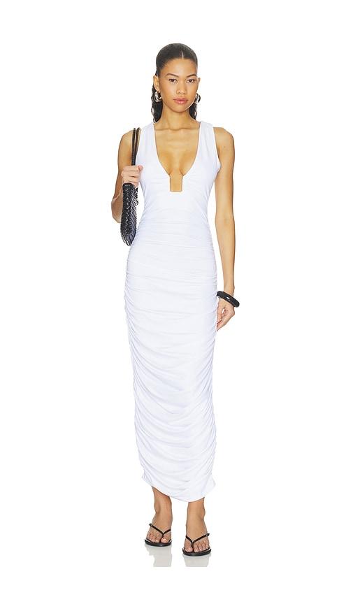 susana monaco square wire gathered tank dress in white. - size l (also in xs, s, m, xl)