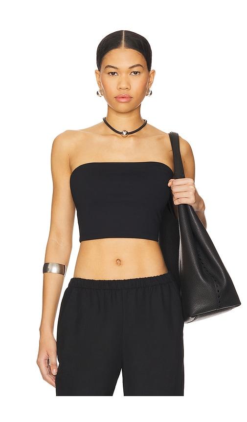 susana monaco strapless crop top in black. - size l (also in m, xl)