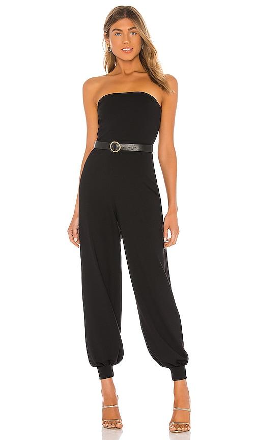 susana monaco strapless cuffed ankle jumpsuit in black. - size l (also in xs, s, m, xl)
