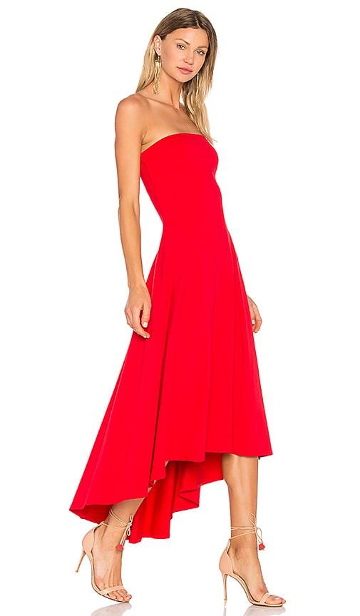 susana monaco strapless hi low dress in red. - size l (also in xs, s, m, xl)