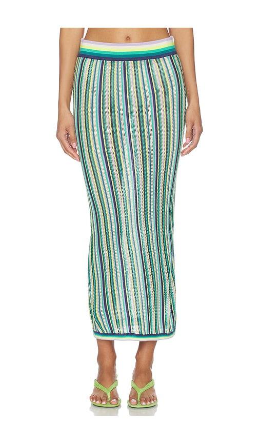 susana monaco stripe sweater midi skirt in purple,teal. - size m (also in xs, s, xl)