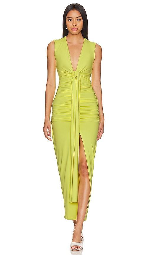 susana monaco tie front gathered dress in green. - size xl (also in xs)