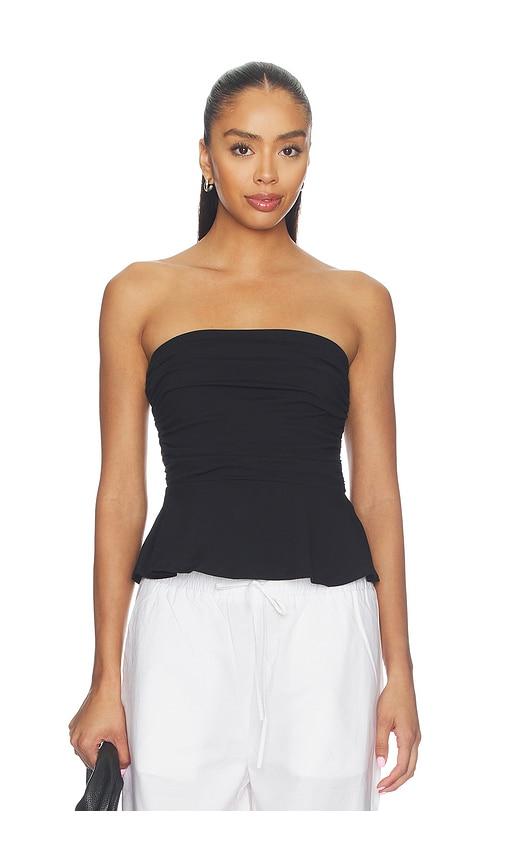 susana monaco tube gathered flare top in black. - size m (also in xs, s)