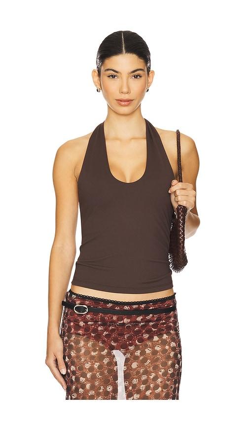 susana monaco urban halter top in brown. - size l (also in s, m, xl)