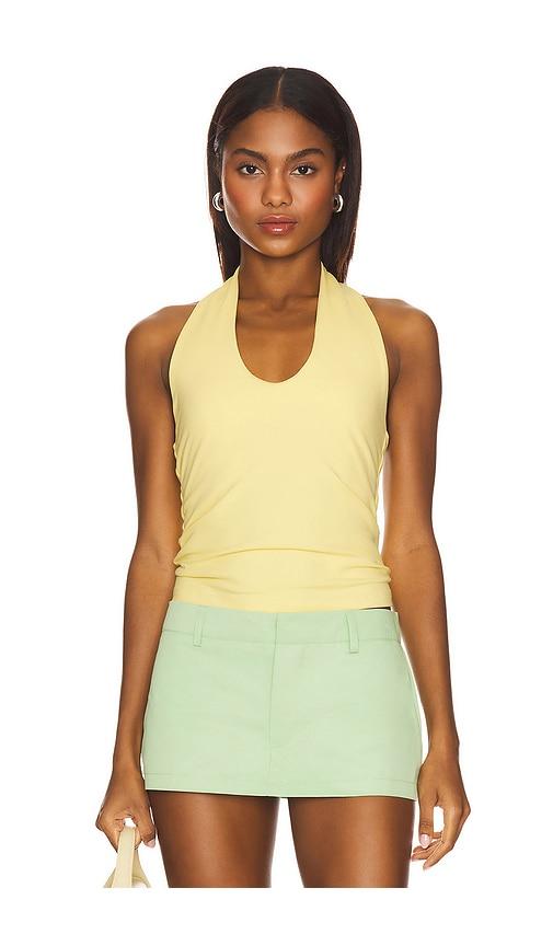 susana monaco urban halter top in yellow. - size m (also in s)