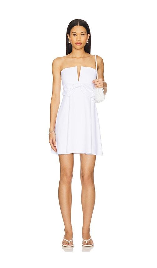 susana monaco v wire bow dress in white. - size l (also in s)