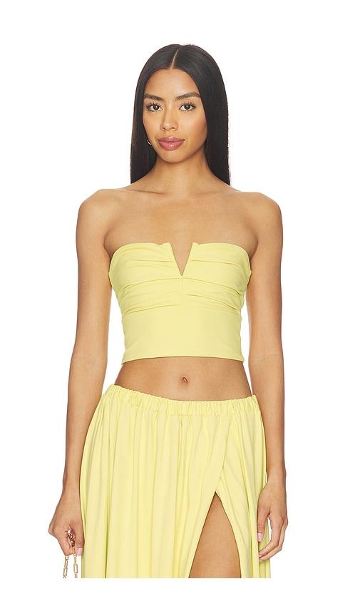 susana monaco v wire pleated crop tube in yellow. - size l (also in xs, s, m, xl)