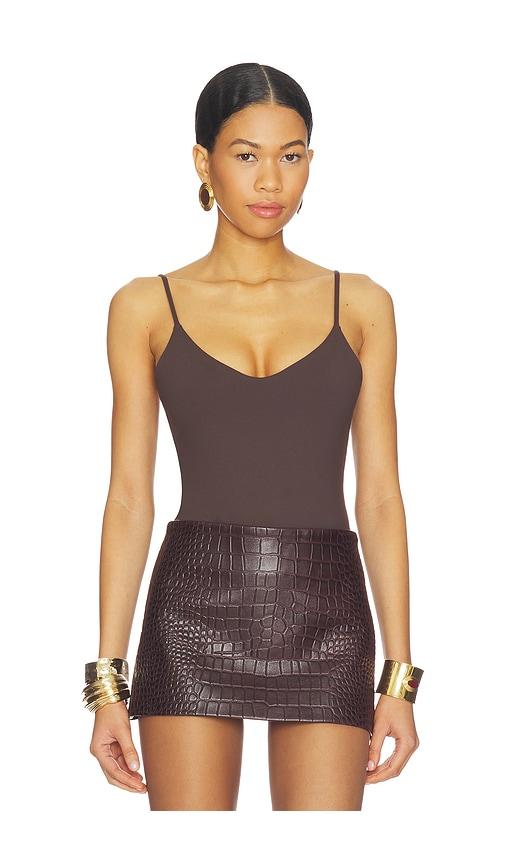 susana monaco very v string bodysuit in brown. - size l (also in s)