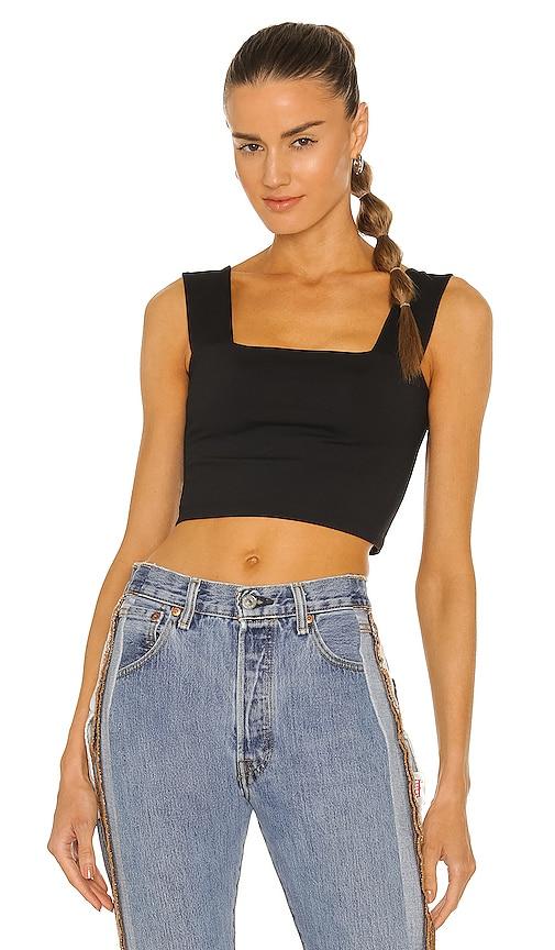 susana monaco wide strap crop top in black. - size l (also in xs, s, m, xl)