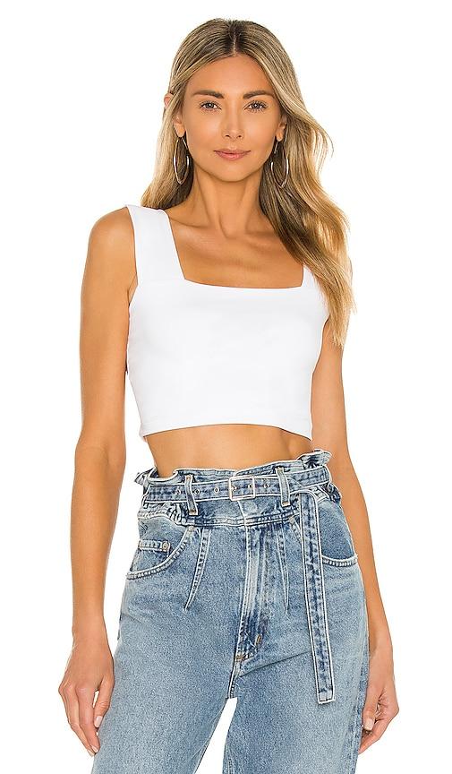 susana monaco wide strap crop top in white. - size m (also in xl)