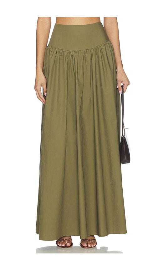 susana monaco x revolve poplin drop waist skirt in olive. - size l (also in xs, s, m, xl)