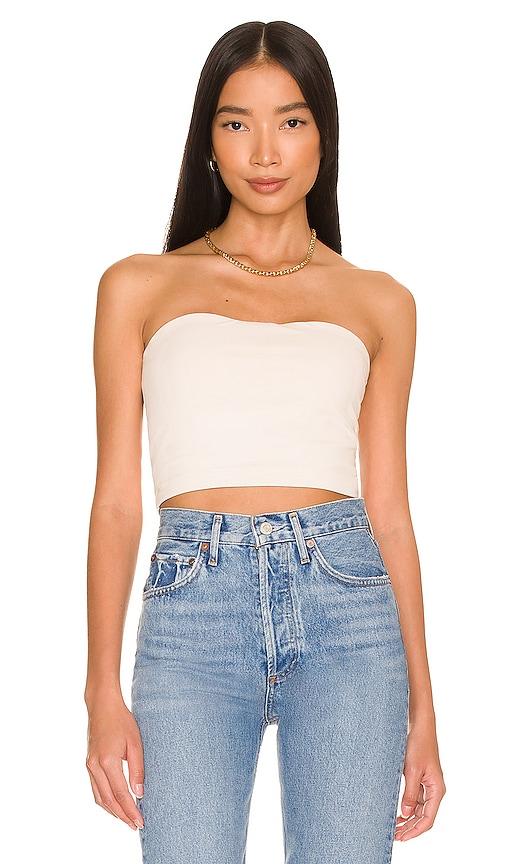 susana monaco x revolve strapless crop top in white. - size l (also in m, s, xl, xs)